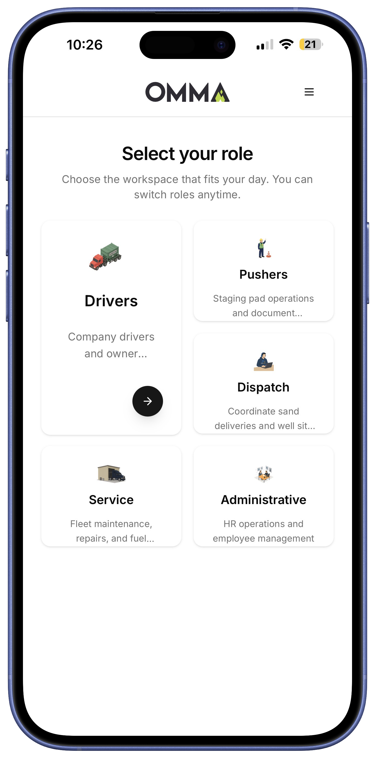 Ommatrucking App - Pre-trip Inspection Interface